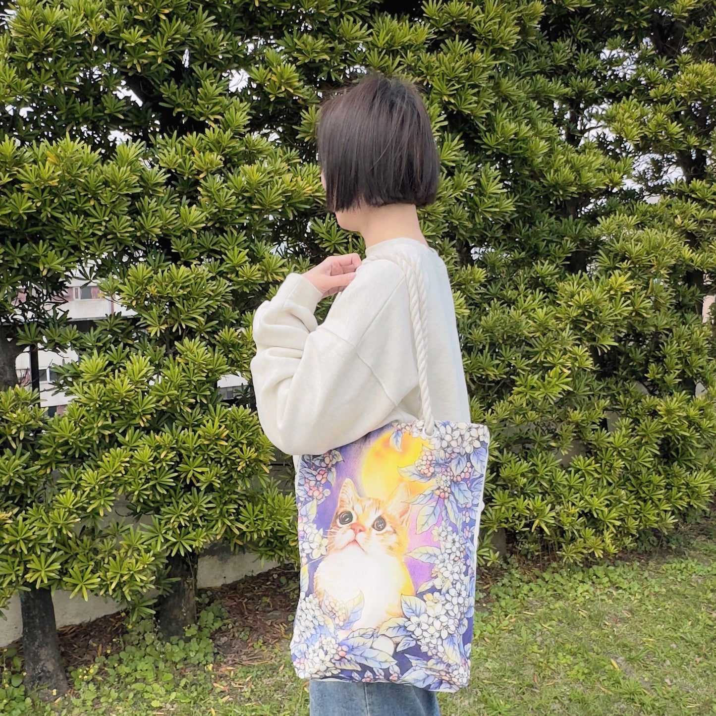 new/花路包-陽光/絨布/單肩/慵懶/水桶/帆布包/托特包 5月出貨 - YU'S WORLD STORE|小玉的貼貼世界