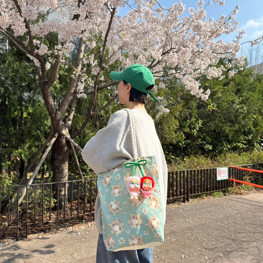 new/花路包-百合花/絨布/單肩/慵懶/水桶/帆布包/托特包 5月出貨 - YU'S WORLD STORE|小玉的貼貼世界