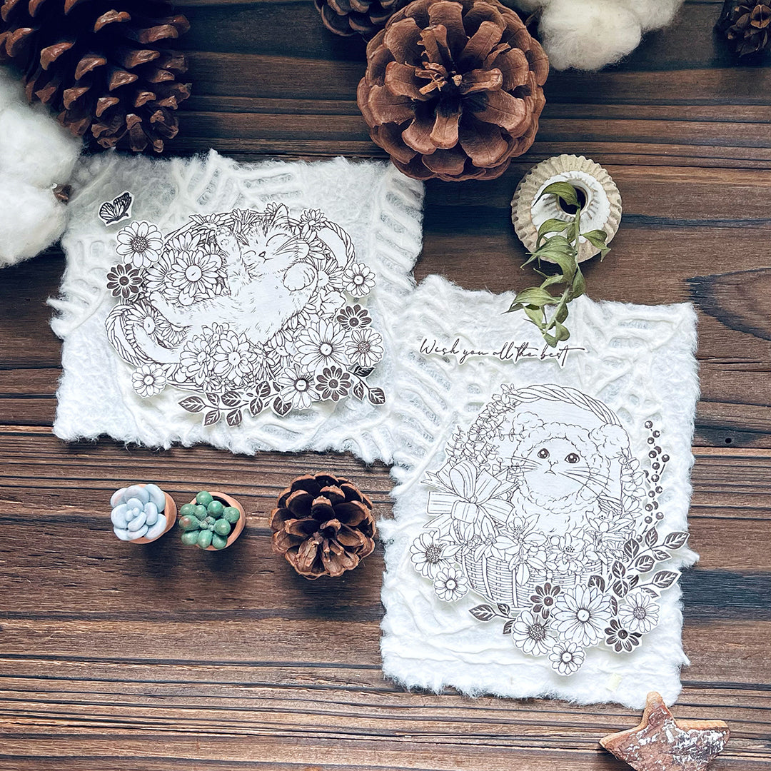 yusworld_no.180 Cat & Basket stamp-Bless