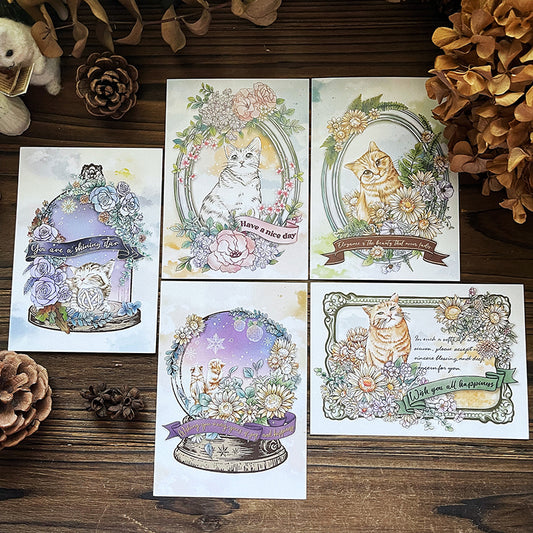 貓咪的祕密花園祝福卡/明信片 - YU'S WORLD STORE|小玉的貼貼世界