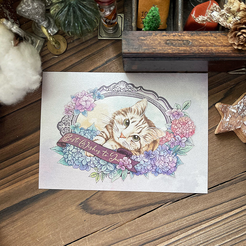貓咪的祕密花園祝福卡/明信片 - YU'S WORLD STORE|小玉的貼貼世界