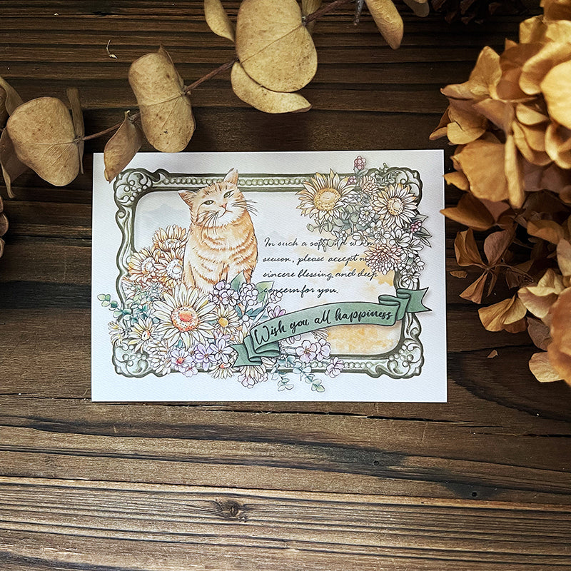 貓咪的祕密花園祝福卡/明信片 - YU'S WORLD STORE|小玉的貼貼世界