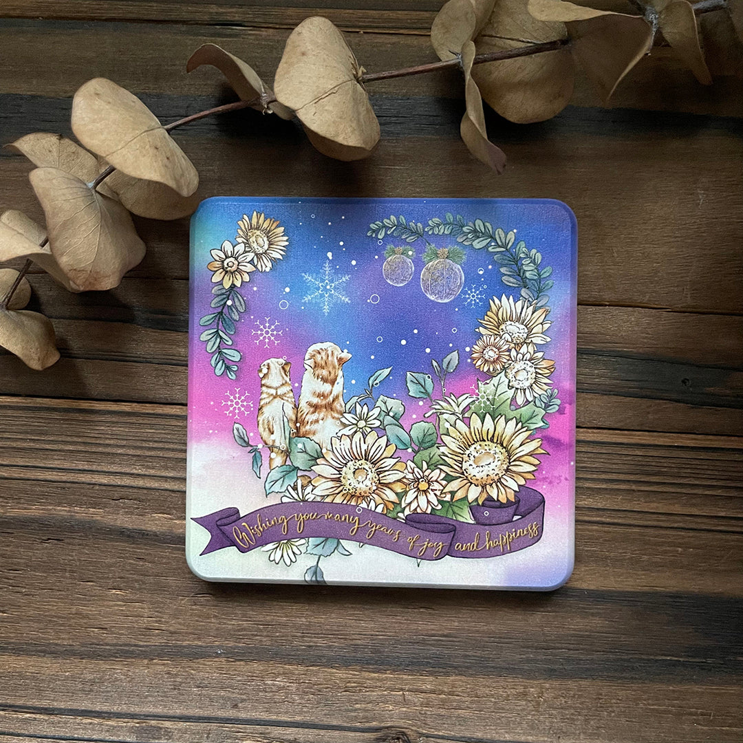 聖誕燭光 法鬥 喵咪 / 陶瓷 :: 珪藻土吸水杯墊 / 交換禮物 - YU'S WORLD STORE|小玉的貼貼世界