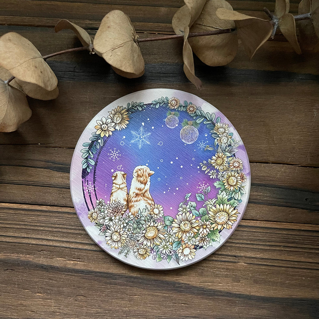 聖誕燭光 法鬥 喵咪 / 陶瓷 :: 珪藻土吸水杯墊 / 交換禮物 - YU'S WORLD STORE|小玉的貼貼世界