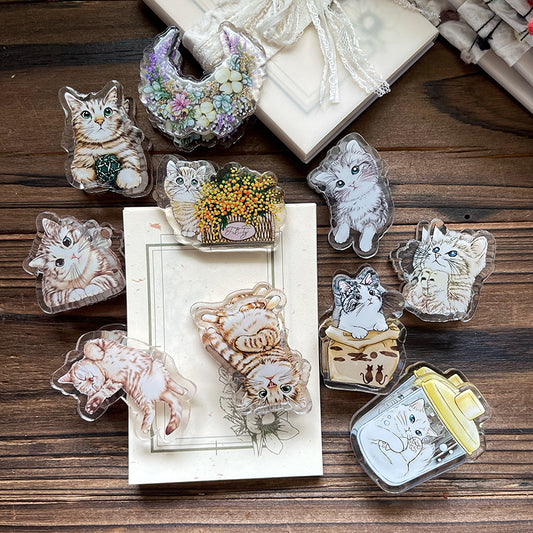 可愛貓咪 小花 雙面 滴膠 壓克力 手帳夾 - YU'S WORLD STORE|小玉的貼貼世界