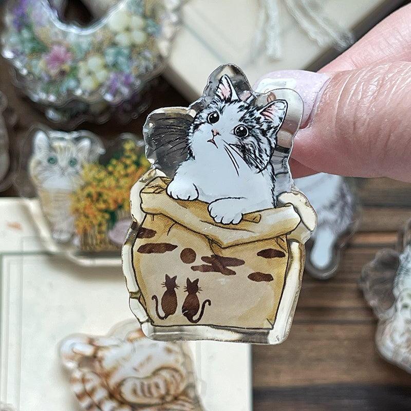 可愛貓咪 小花 雙面 滴膠 壓克力 手帳夾 - YU'S WORLD STORE|小玉的貼貼世界