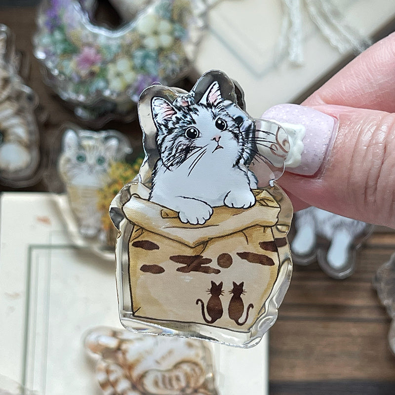 可愛貓咪 小花 雙面 滴膠 壓克力 手帳夾 - YU'S WORLD STORE|小玉的貼貼世界