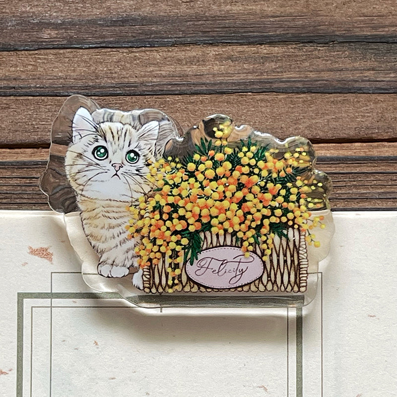 可愛貓咪 小花 雙面 滴膠 壓克力 手帳夾 限量預購 - YU'S WORLD STORE|小玉的貼貼世界