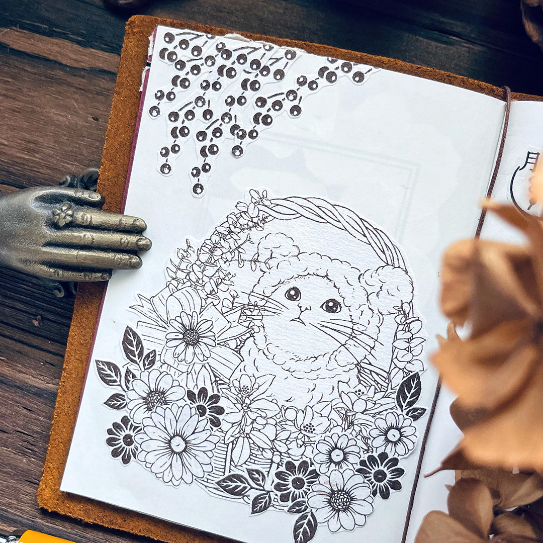 yusworld_no.180 Cat & Basket stamp-Bless