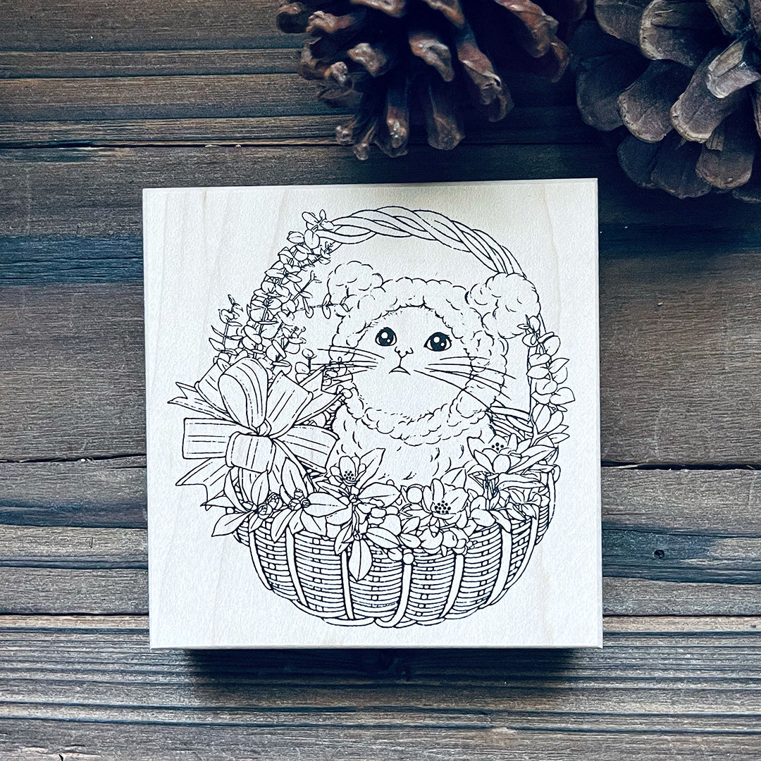 yusworld_no.180 Cat & Basket stamp-Bless