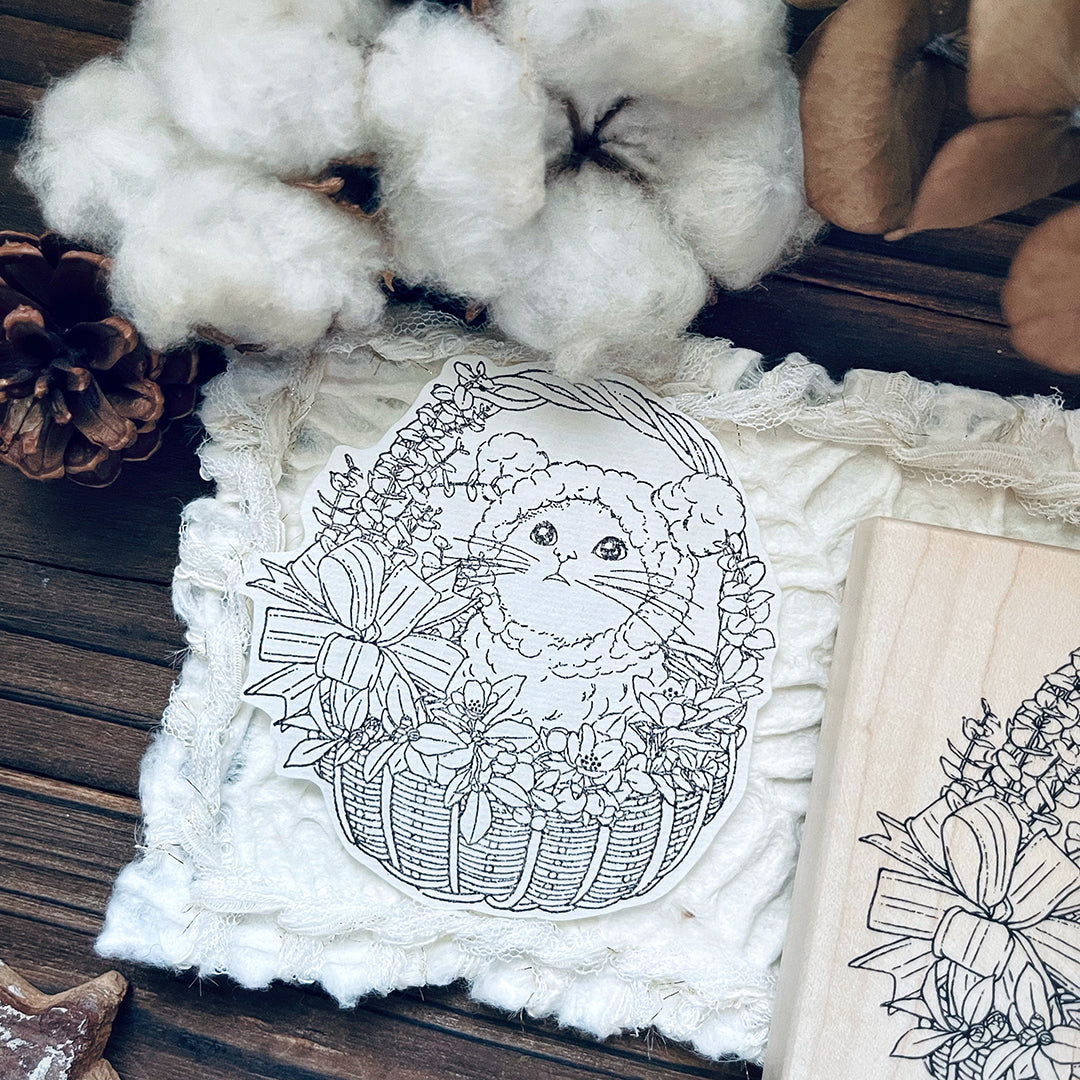 yusworld_no.180 Cat & Basket stamp-Bless