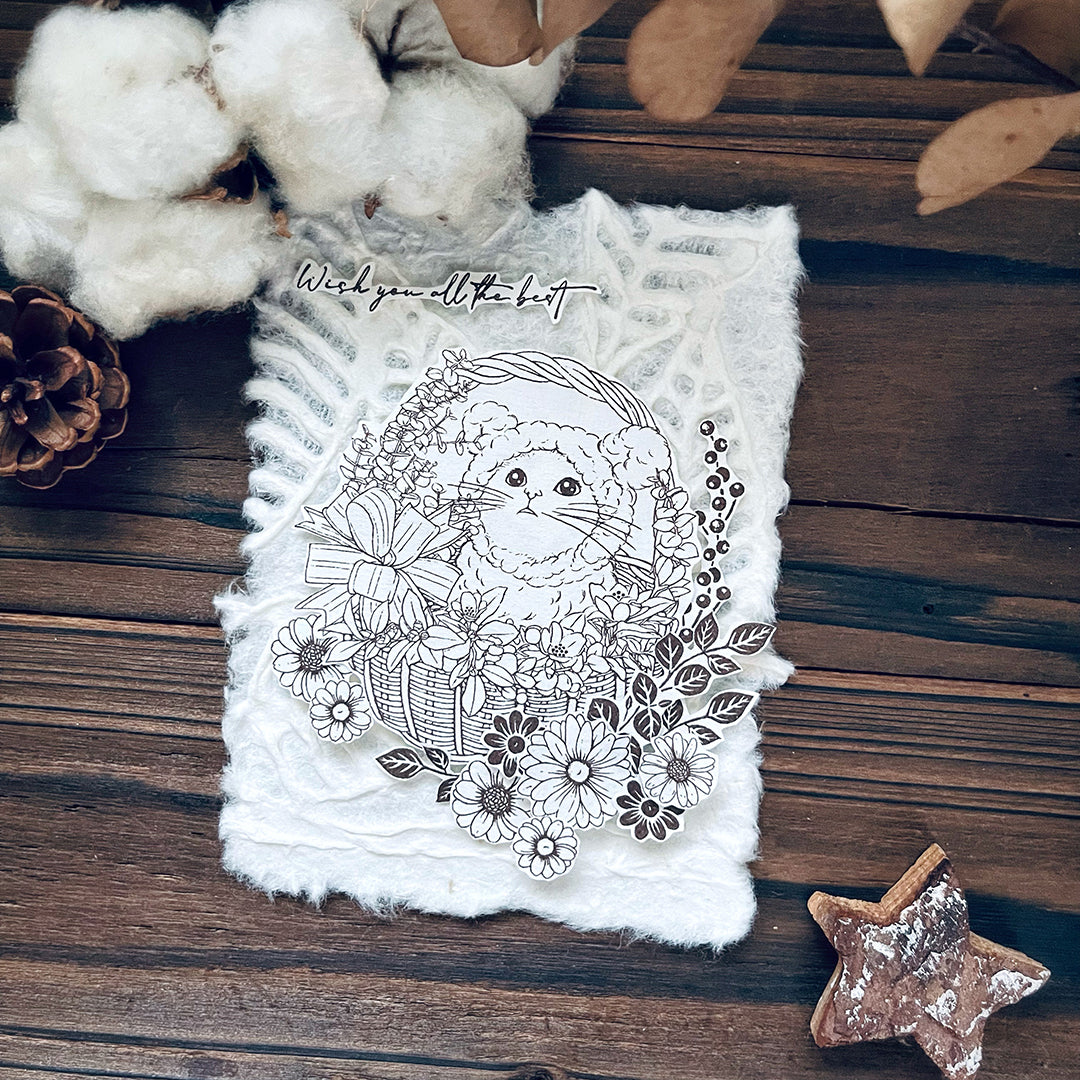 yusworld_no.180 Cat & Basket stamp-Bless