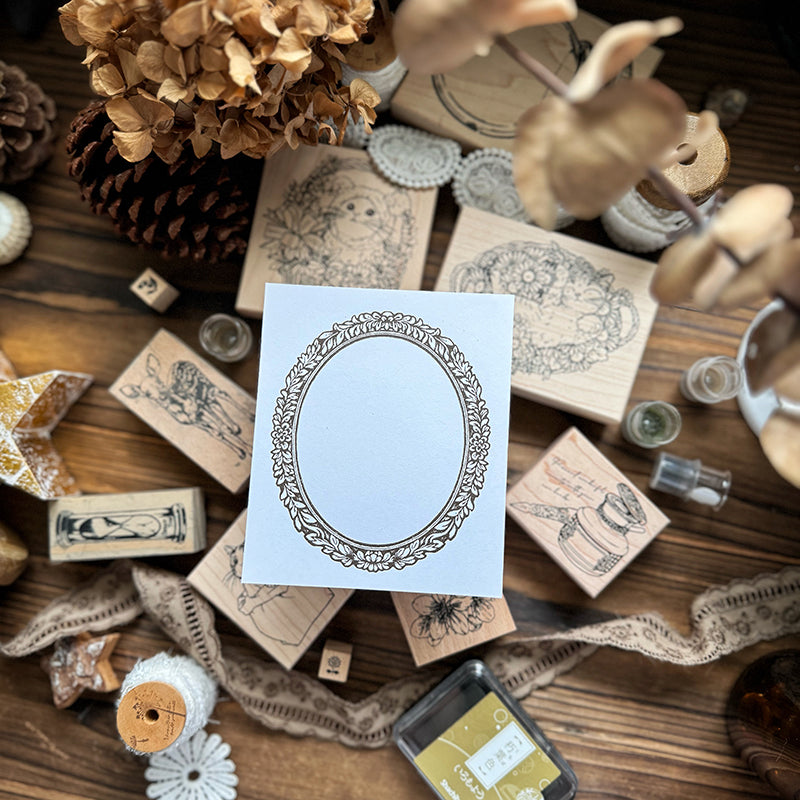 new / no.208 維多利亞畫框-圓框 / 木製印章 12月中出貨 - YU'S WORLD STORE|小玉的貼貼世界