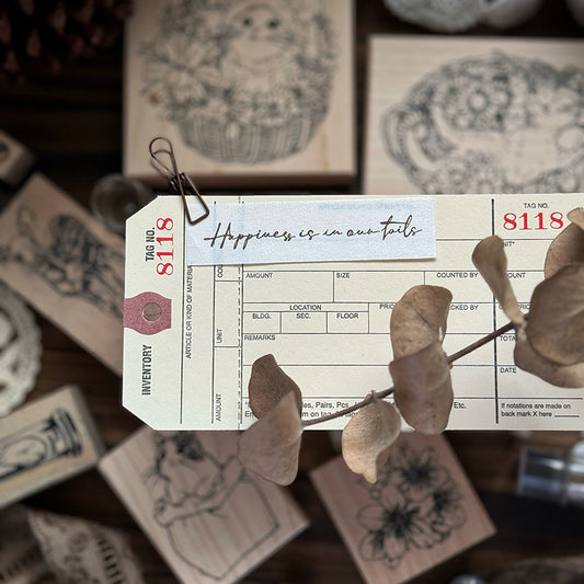 new / no.222 Happiness is in our tails /木製印章 12月中出貨 - YU'S WORLD STORE|小玉的貼貼世界