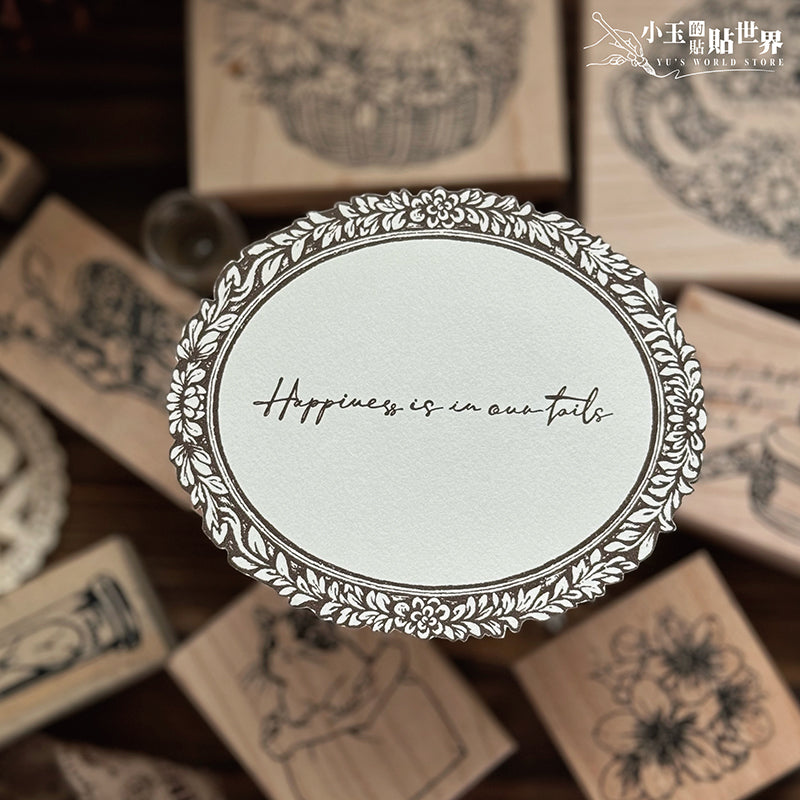 new / no.222 Happiness is in our tails /木製印章 12月中出貨 - YU'S WORLD STORE|小玉的貼貼世界