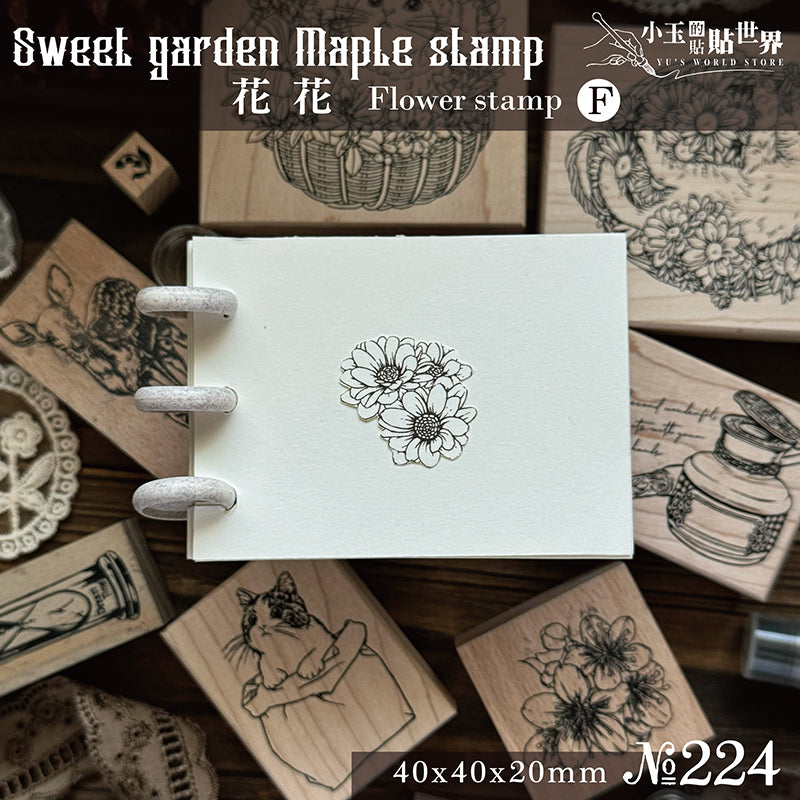 new / no.224 甜蜜花園-花花F /木製印章 12月中出貨 - YU'S WORLD STORE|小玉的貼貼世界