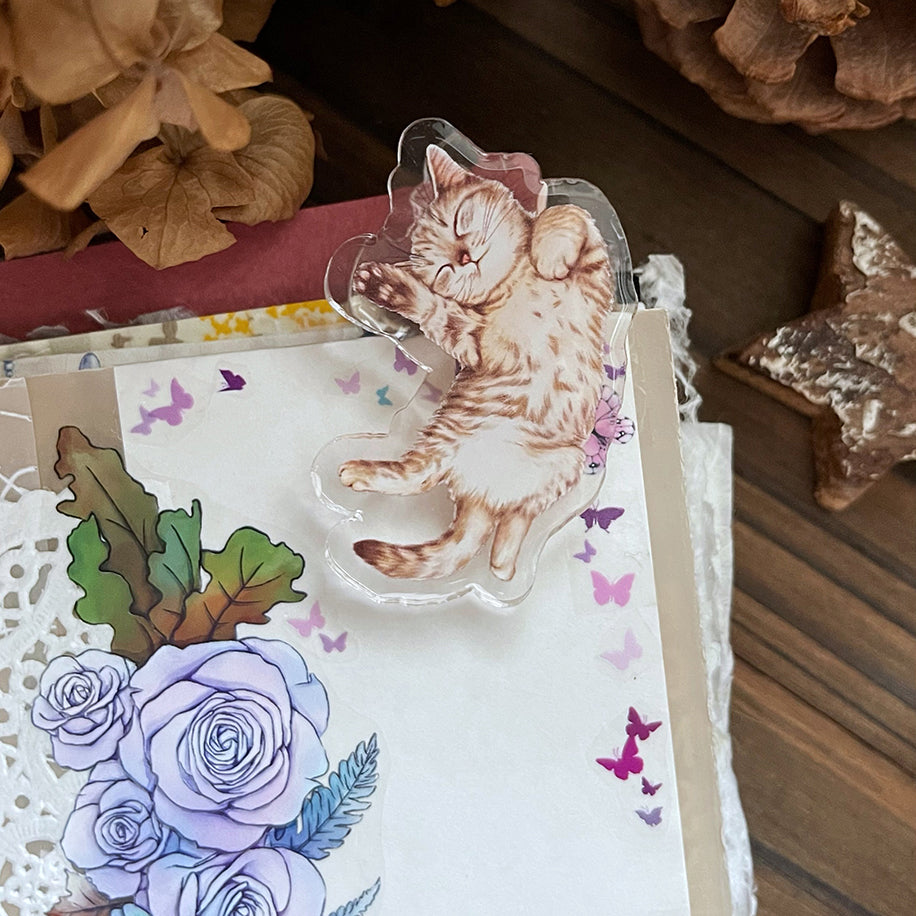 可愛貓咪 小花 雙面 滴膠 壓克力 手帳夾 - YU'S WORLD STORE|小玉的貼貼世界