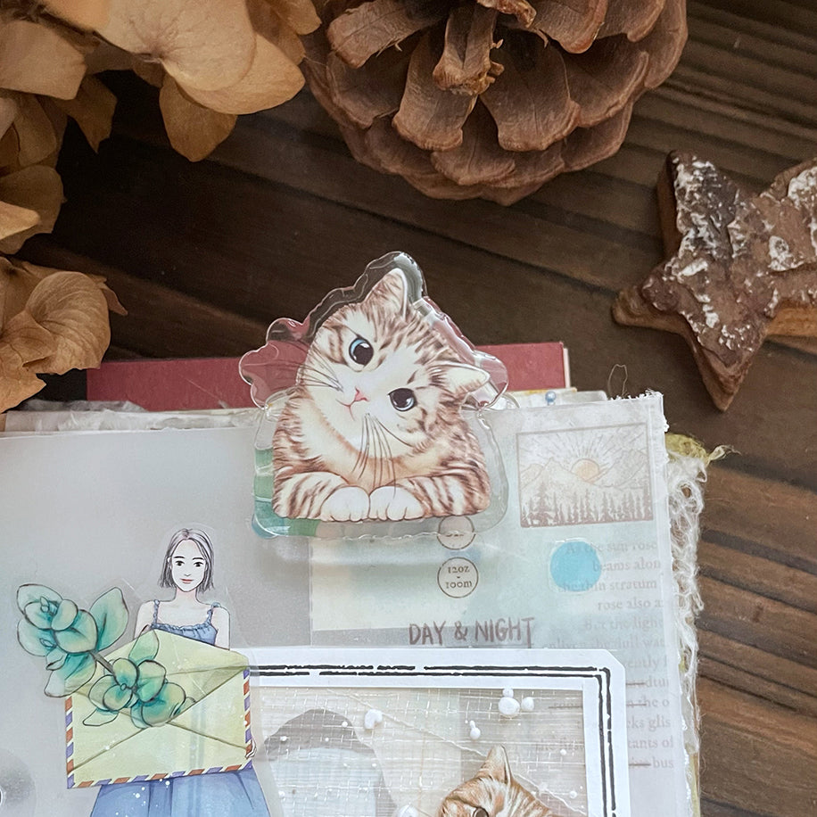 可愛貓咪 小花 雙面 滴膠 壓克力 手帳夾 - YU'S WORLD STORE|小玉的貼貼世界