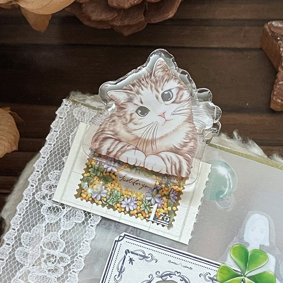 可愛貓咪 小花 雙面 滴膠 壓克力 手帳夾 - YU'S WORLD STORE|小玉的貼貼世界