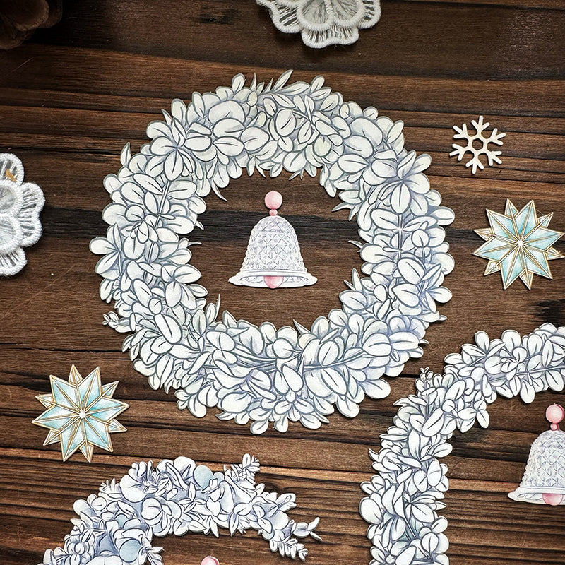 雙面花環割型卡片套組/聖誕花圈/拼貼素材 - YU'S WORLD STORE|小玉的貼貼世界