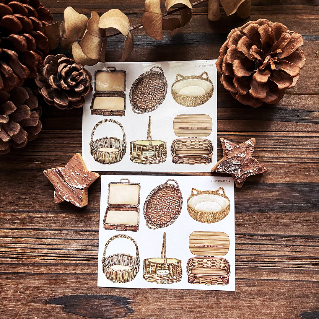 窗&框 :: 籃子&籃子 :: 籃子&瓶 / 明信片DIY貼紙組 - YU'S WORLD STORE|小玉的貼貼世界
