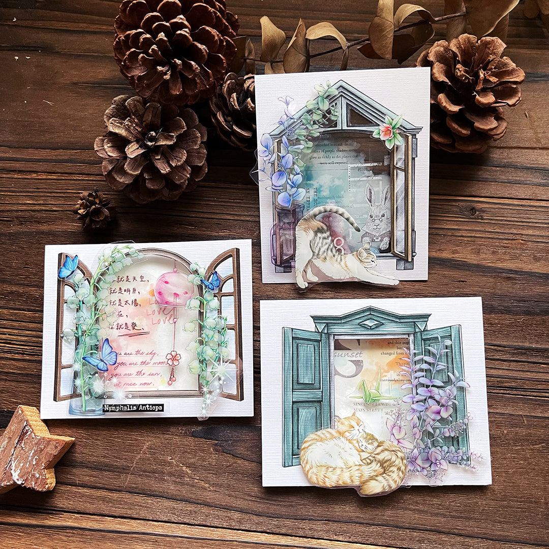 窗&框、籃子&籃子、籃子&瓶 / 明信片貼紙組- YU'S WORLD STORE|小玉的貼貼世界