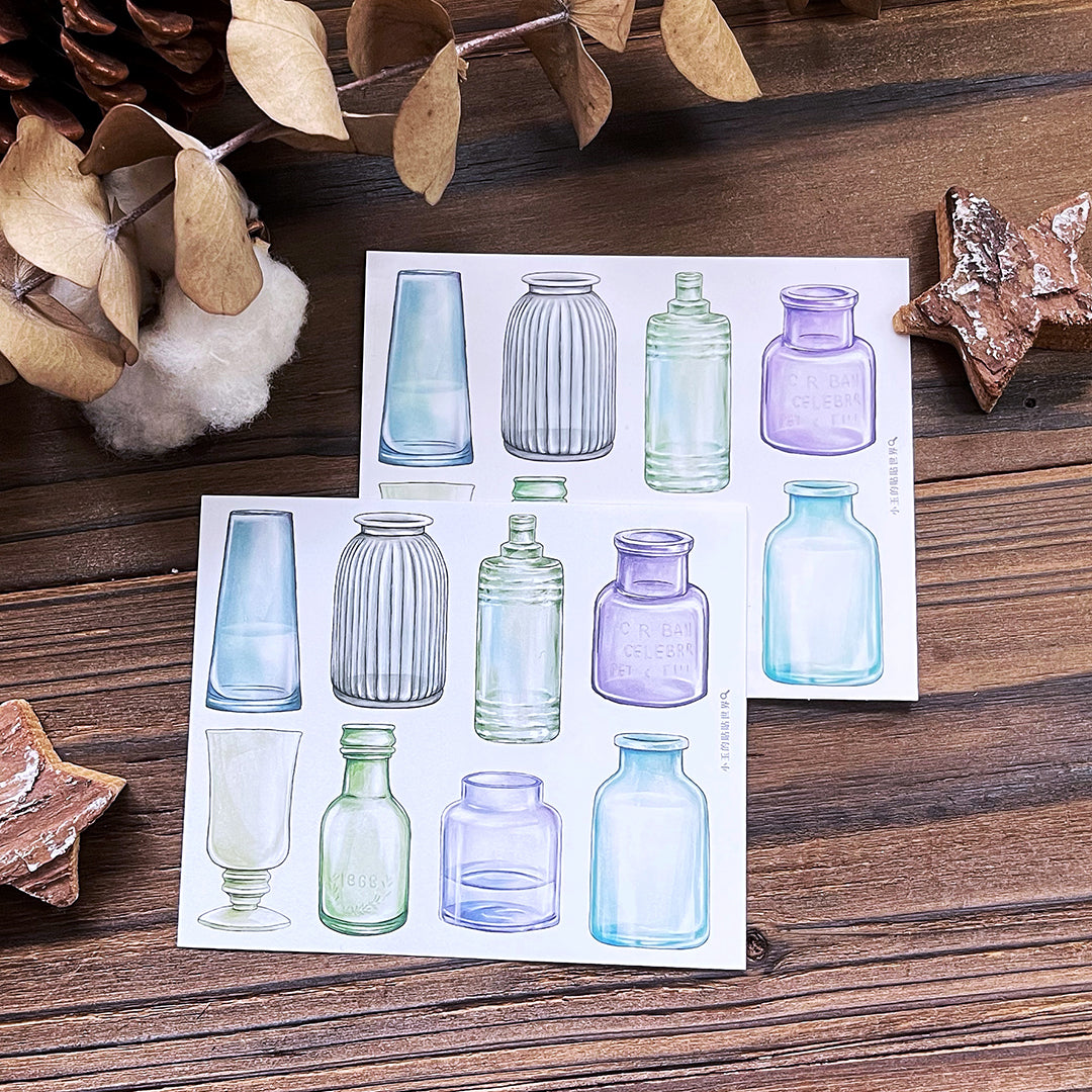 窗&框 :: 籃子&籃子 :: 籃子&瓶 / 明信片DIY貼紙組 - YU'S WORLD STORE|小玉的貼貼世界