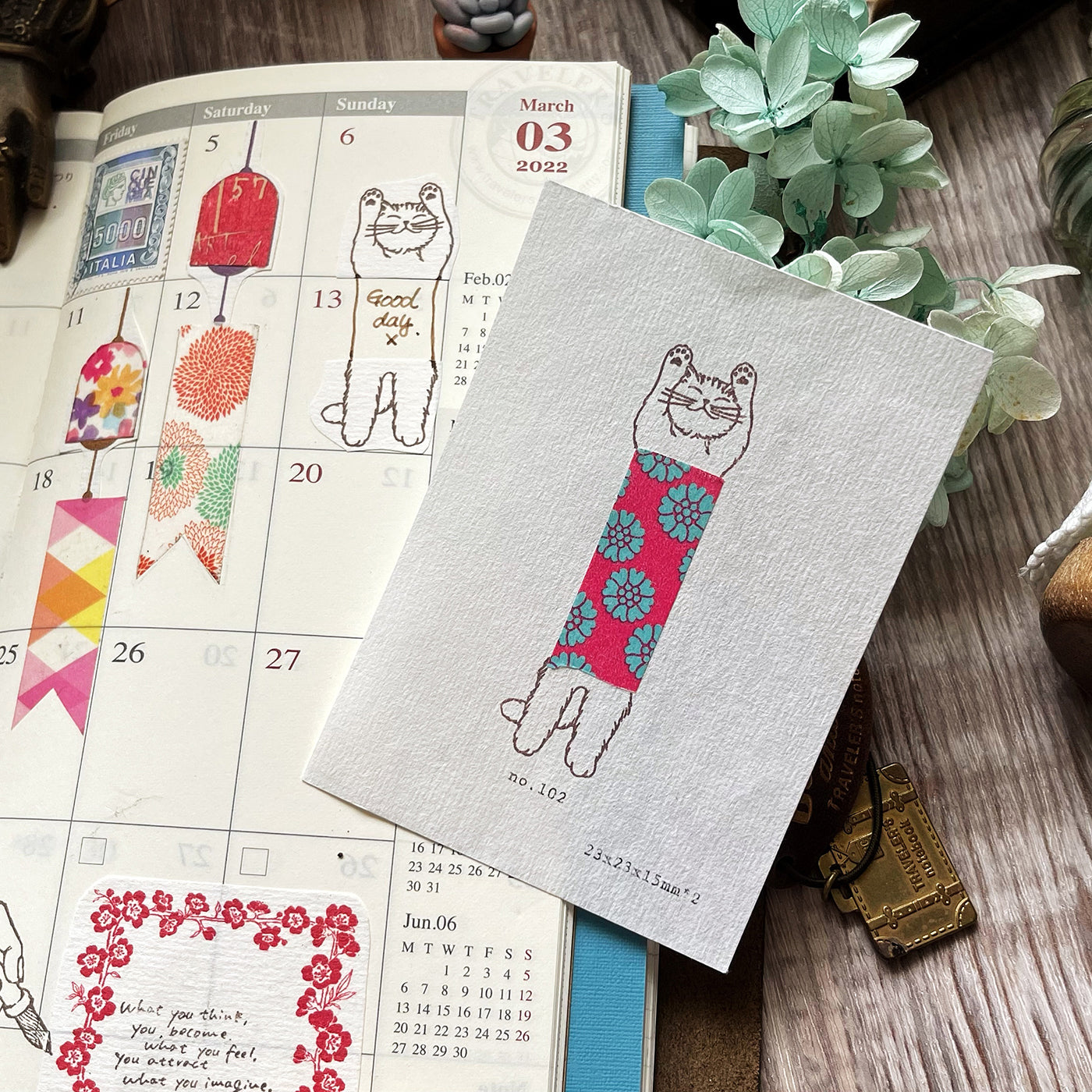 no.102 喵咪肚兜紙膠帶 / 印章 - YU'S WORLD STORE|小玉的貼貼世界