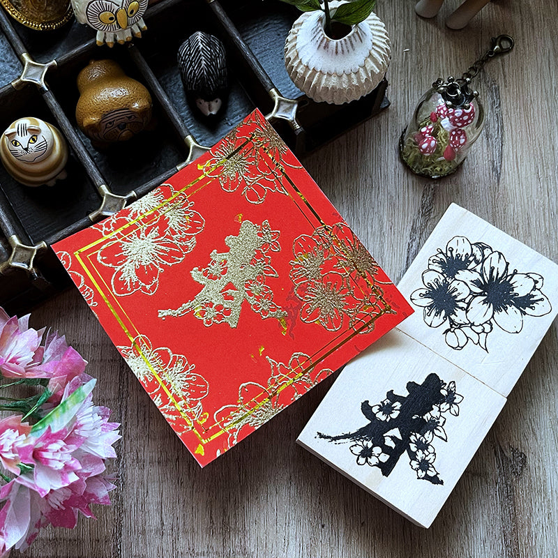 no.39-43《櫻花》A :: 復刻版 / 手繪復古印章 - YU'S WORLD STORE|小玉的貼貼世界