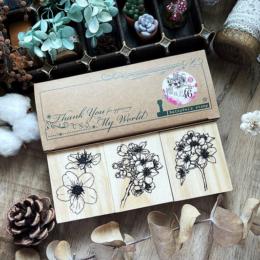 no.44-46《櫻花》B :: 復刻版 / 手繪復古印章 - YU'S WORLD STORE|小玉的貼貼世界