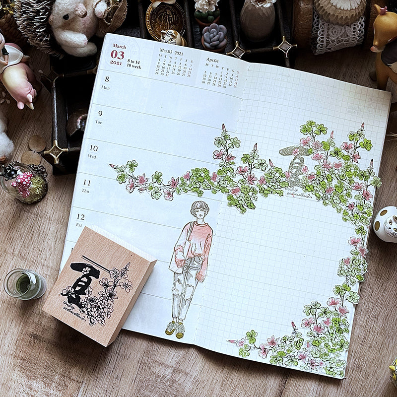 no.77-80 四季之花 / 手繪復古印章 - YU'S WORLD STORE|小玉的貼貼世界