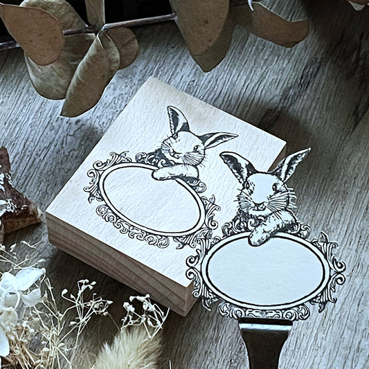 no.84 兔兔畫框 / 手繪復古印章 - YU'S WORLD STORE|小玉的貼貼世界