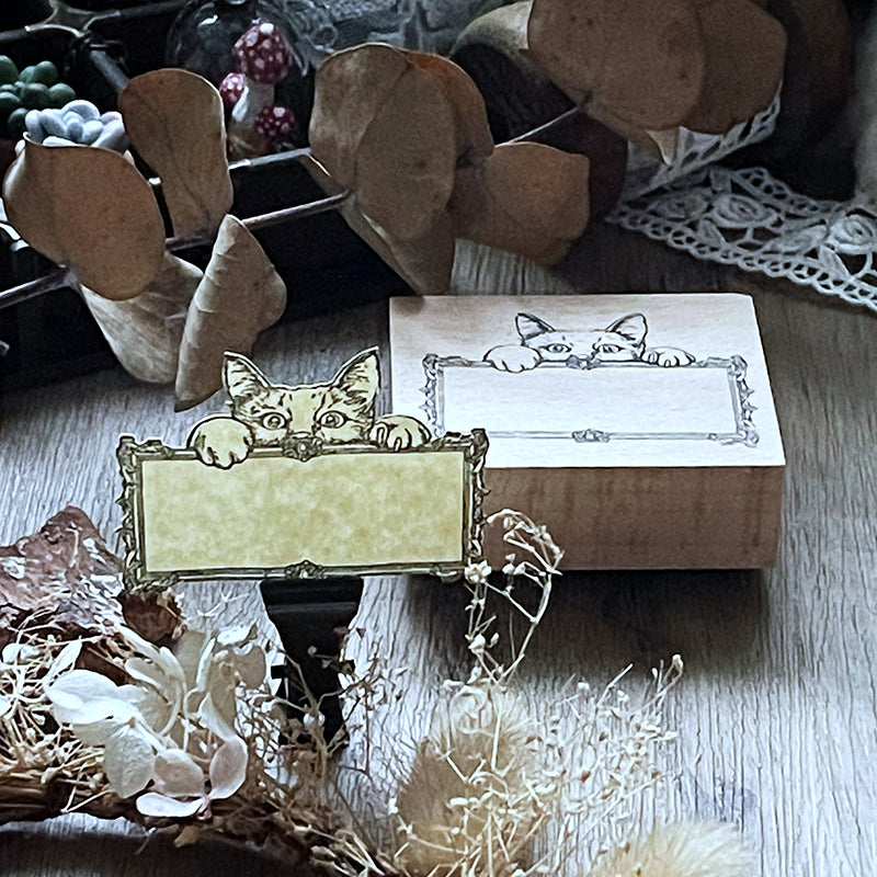 no.85 喵咪畫框 / 手繪復古印章 - YU'S WORLD STORE|小玉的貼貼世界