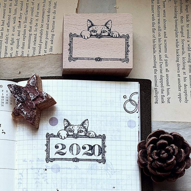 no.85 喵咪畫框 / 手繪復古印章 - YU'S WORLD STORE|小玉的貼貼世界