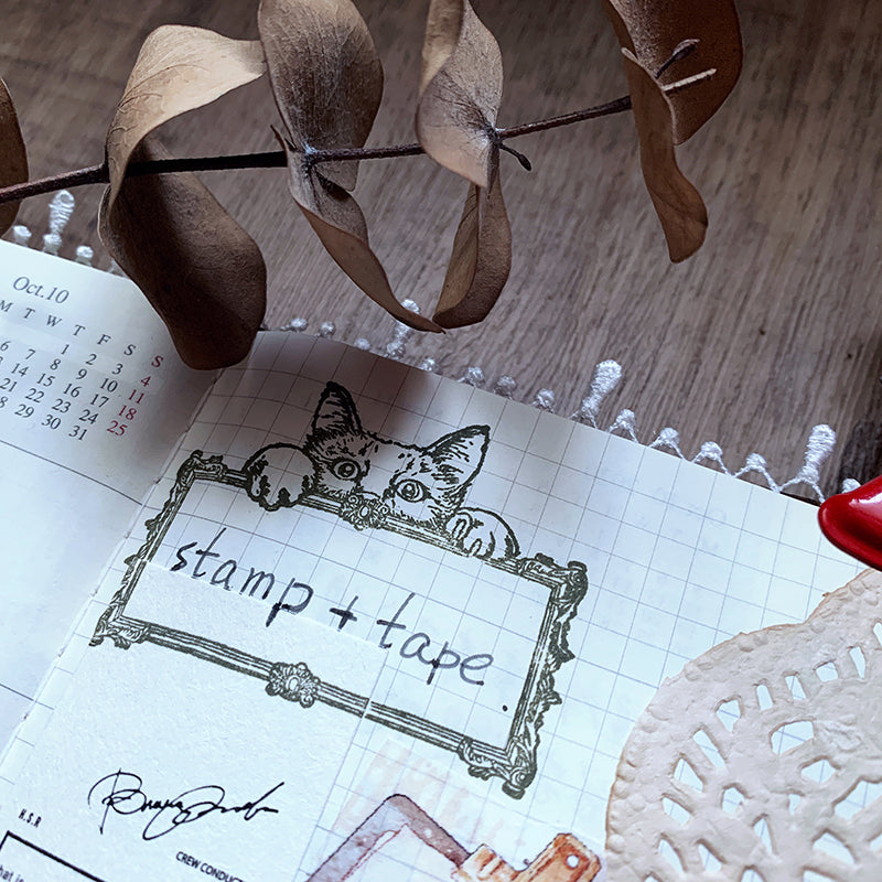 no.85 喵咪畫框 / 手繪復古印章 - YU'S WORLD STORE|小玉的貼貼世界