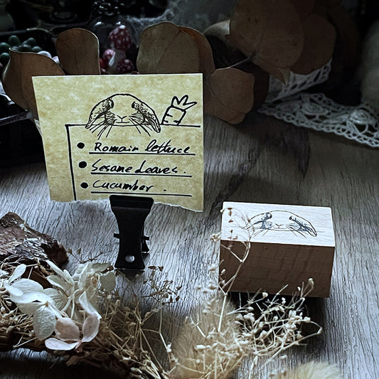 no.89《躲貓貓》兔兔 / 手繪復古印章 - YU'S WORLD STORE|小玉的貼貼世界