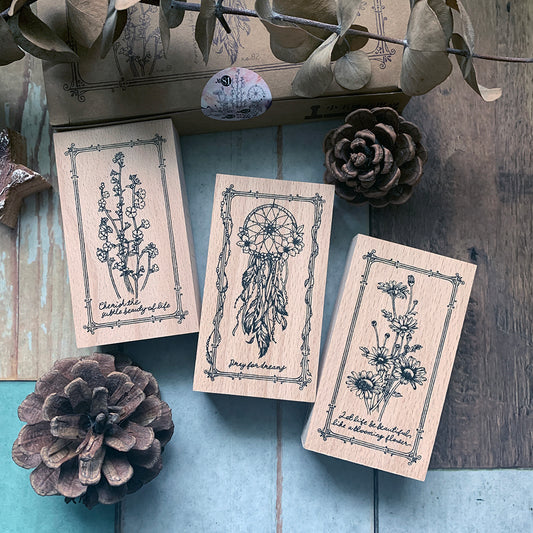 no.81-83 祝福的花籤 / 手繪復古印章 - YU'S WORLD STORE|小玉的貼貼世界