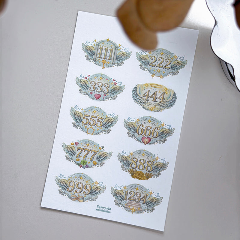 new / 天使數字 / 轉印貼紙 / 水晶貼紙 / Angel Numbers Transfer Sticker