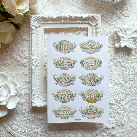 new / 天使數字 / 轉印貼紙 / 水晶貼紙 / Angel Numbers Transfer Sticker