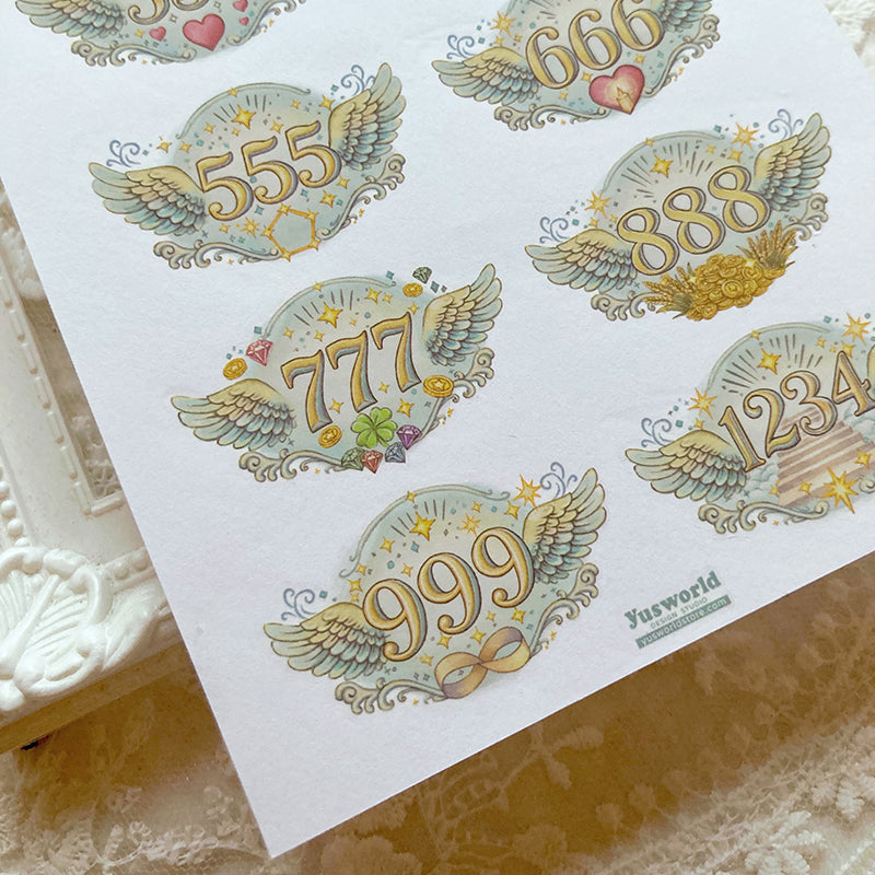 new / 天使數字 / 轉印貼紙 / 水晶貼紙 / Angel Numbers Transfer Sticker
