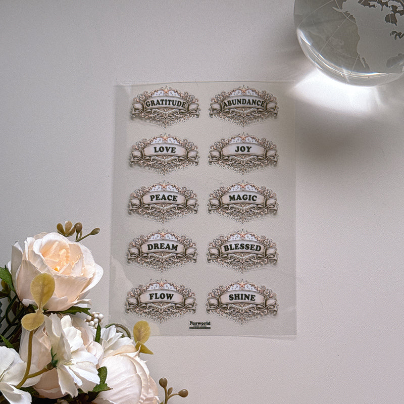 new / 感恩豐盛系列 / Gratitude Abundance / 水晶貼紙 / 感壓貼紙 / Crystal Transfer Sticker - YU'S WORLD STORE｜小玉的貼貼世界