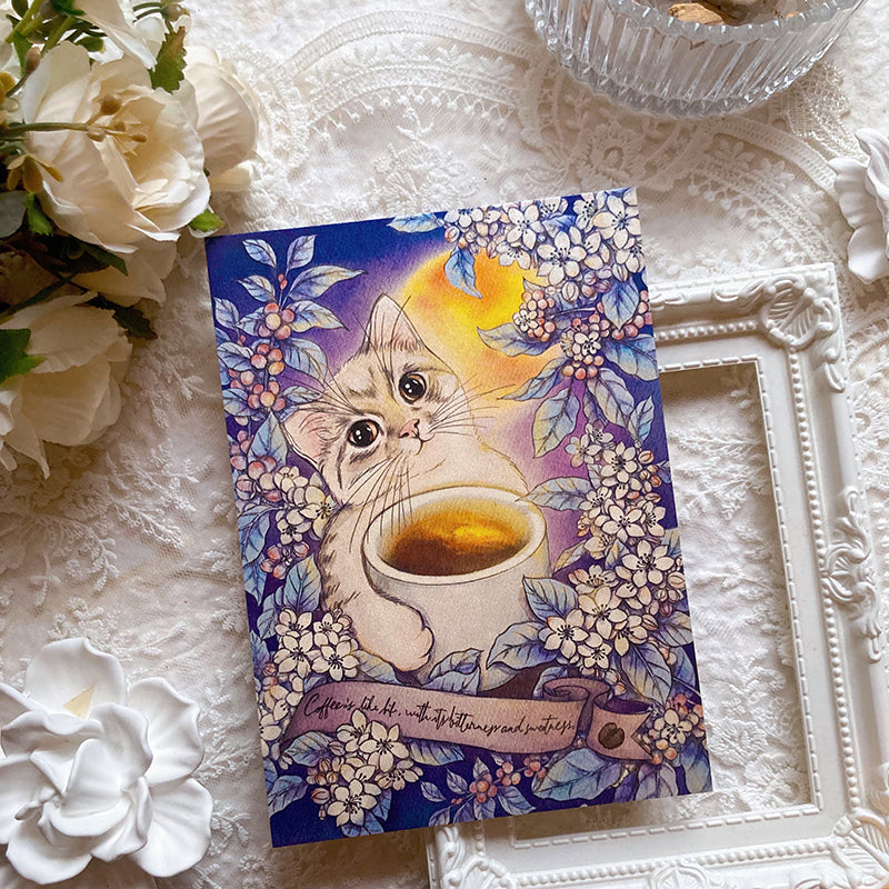 Cat Postcard-Coffee Life